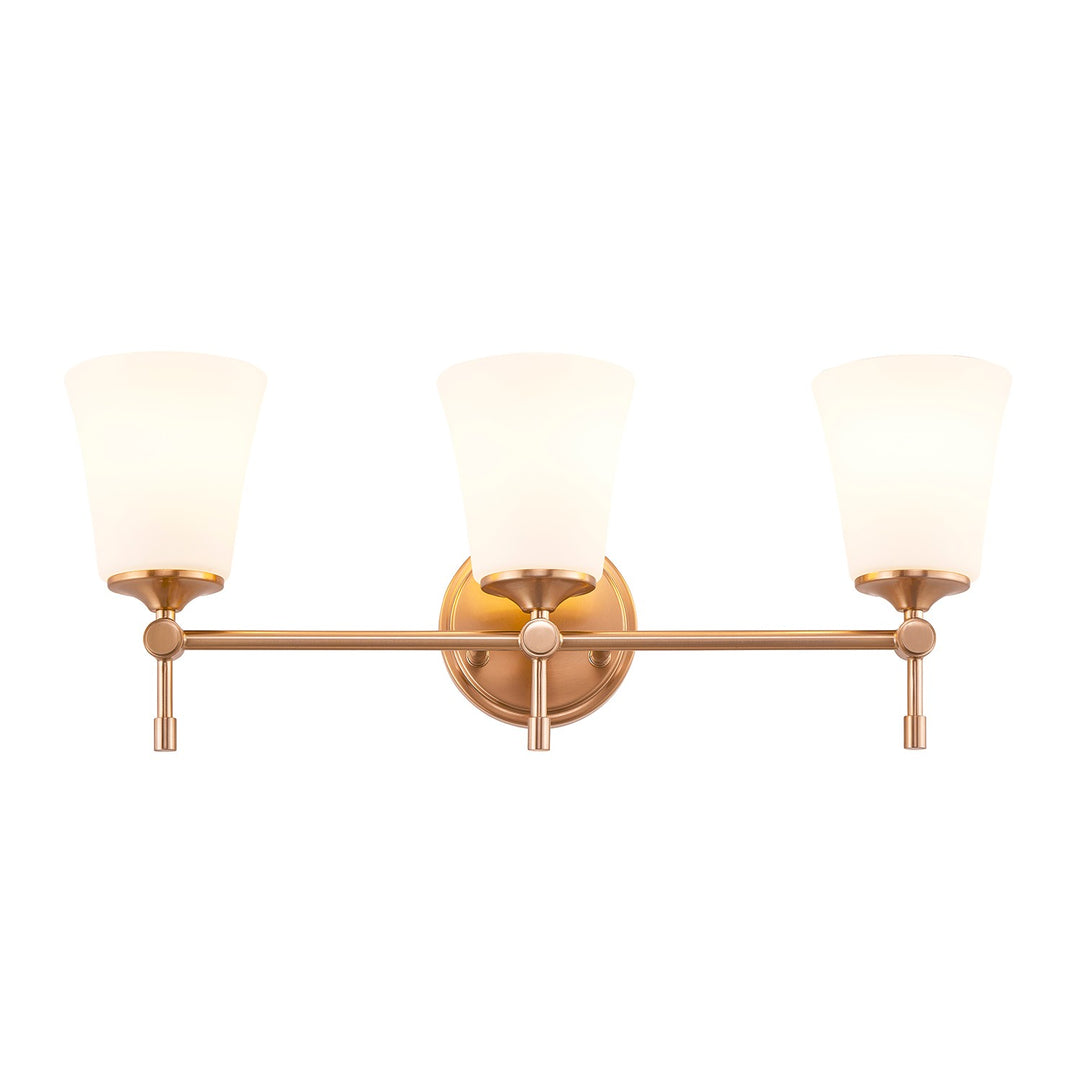 Justice Designs - FSN-8313-OPAL-BRSS - Three Light Bath Bar - Fusion - Brushed Brass