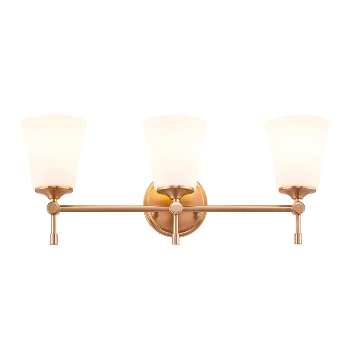 Justice Designs - FSN-8313-OPAL-BRSS - Three Light Bath Bar - Fusion - Brushed Brass