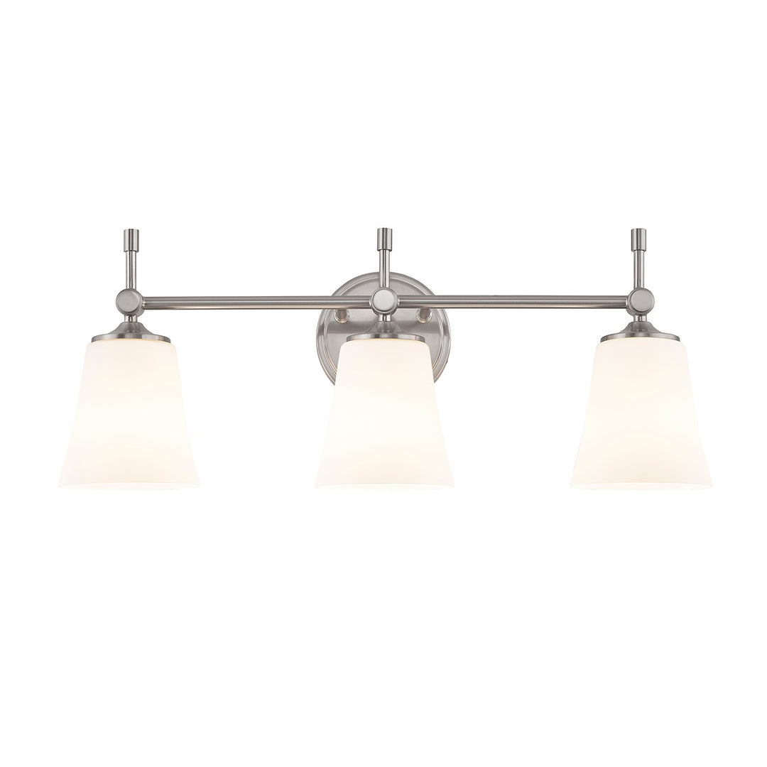 Justice Designs - FSN-8313-OPAL-NCKL - Three Light Bath Bar - Fusion - Brushed Nickel