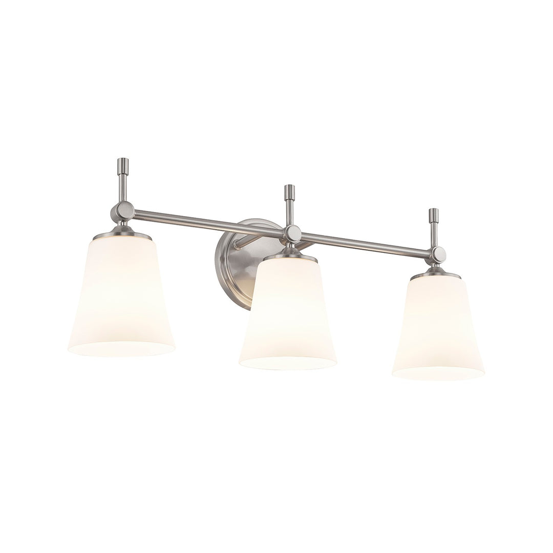 Justice Designs - FSN-8313-OPAL-NCKL - Three Light Bath Bar - Fusion - Brushed Nickel