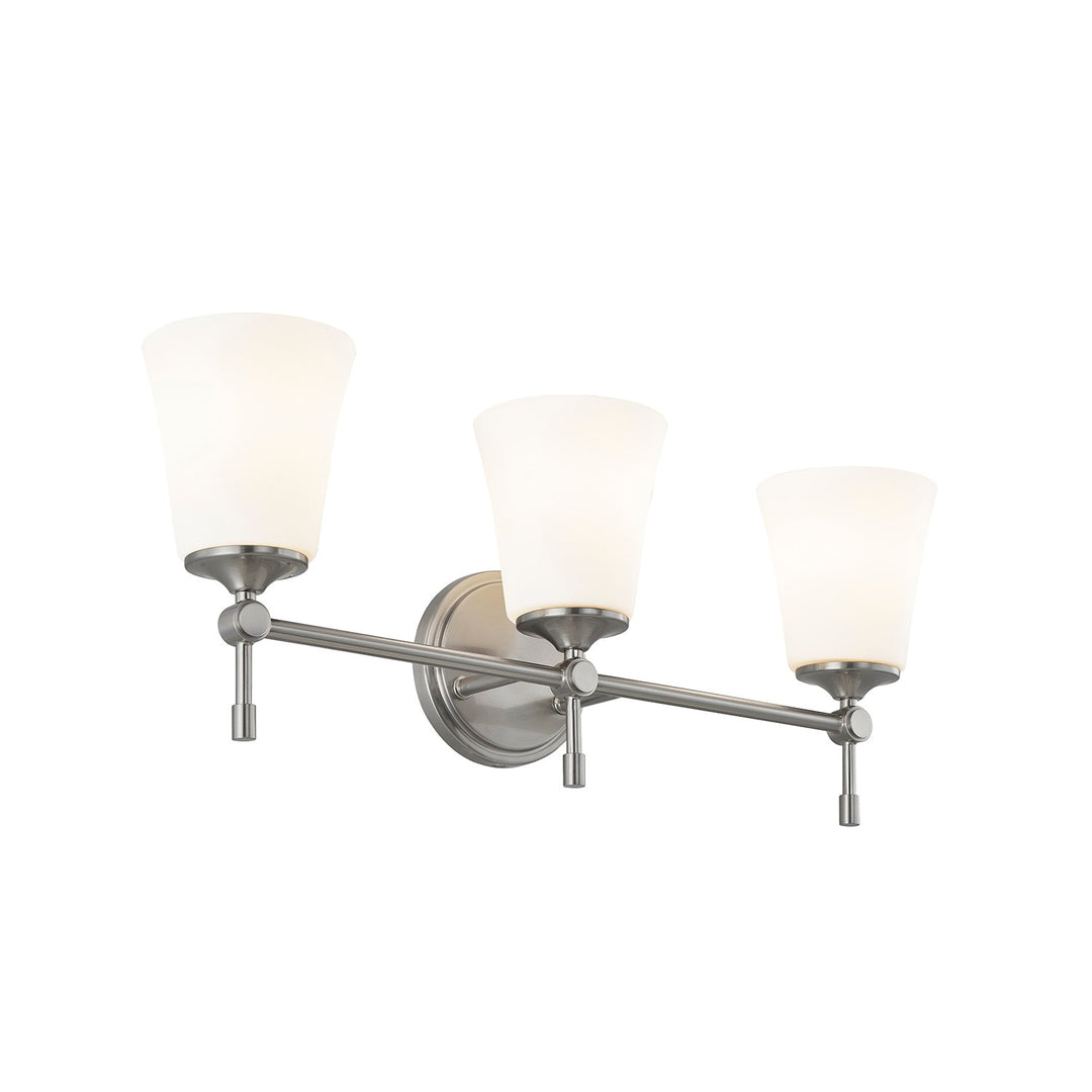 Justice Designs - FSN-8313-OPAL-NCKL - Three Light Bath Bar - Fusion - Brushed Nickel