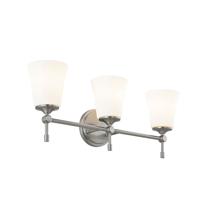 Justice Designs - FSN-8313-OPAL-NCKL - Three Light Bath Bar - Fusion - Brushed Nickel