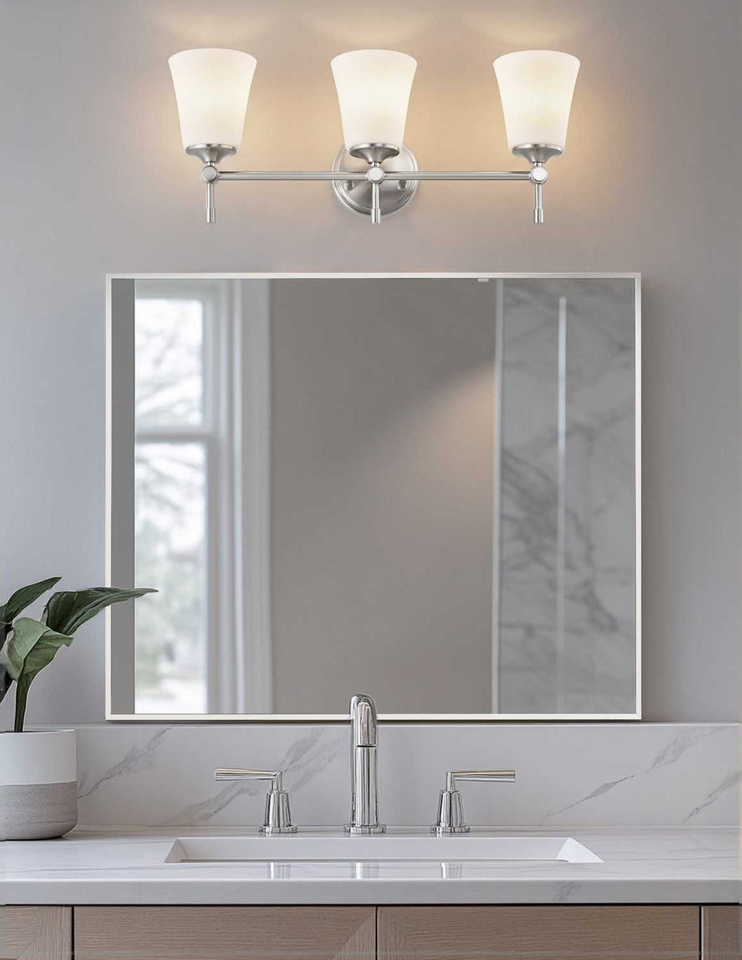 Fusion Three Light Bath Bar in Brushed Nickel Justice Designs
