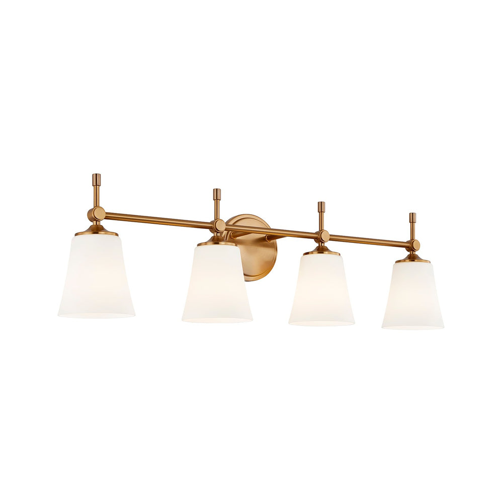 Justice Designs - FSN-8314-OPAL-BRSS - Four Light Bath Bar - Fusion - Brushed Brass