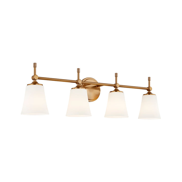 Justice Designs - FSN-8314-OPAL-BRSS - Four Light Bath Bar - Fusion - Brushed Brass