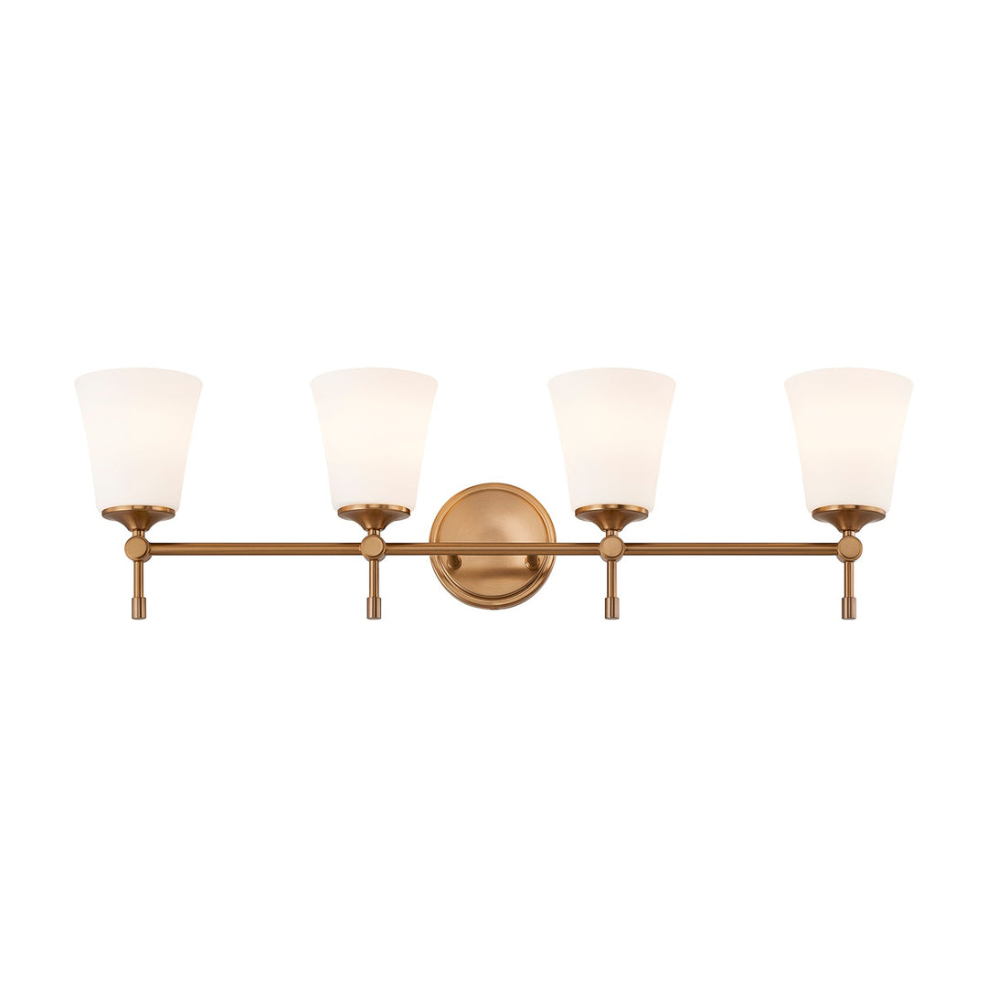 Justice Designs - FSN-8314-OPAL-BRSS - Four Light Bath Bar - Fusion - Brushed Brass