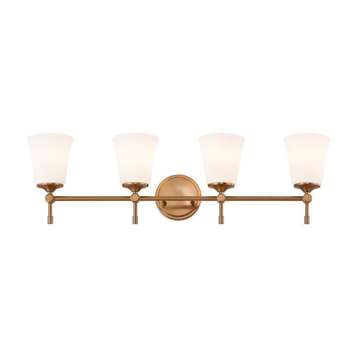 Justice Designs - FSN-8314-OPAL-BRSS - Four Light Bath Bar - Fusion - Brushed Brass