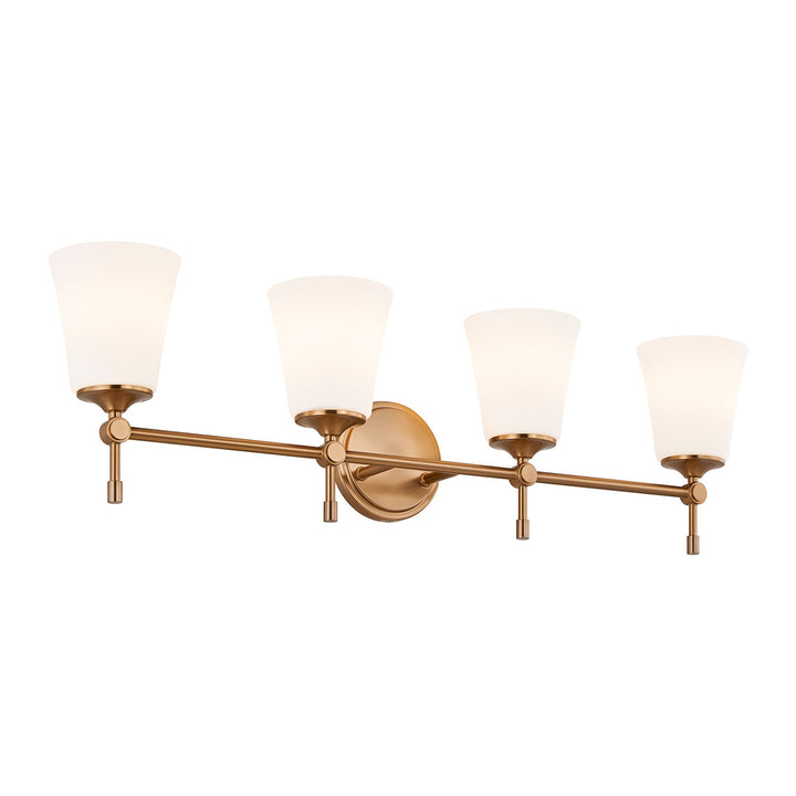 Justice Designs - FSN-8314-OPAL-BRSS - Four Light Bath Bar - Fusion - Brushed Brass