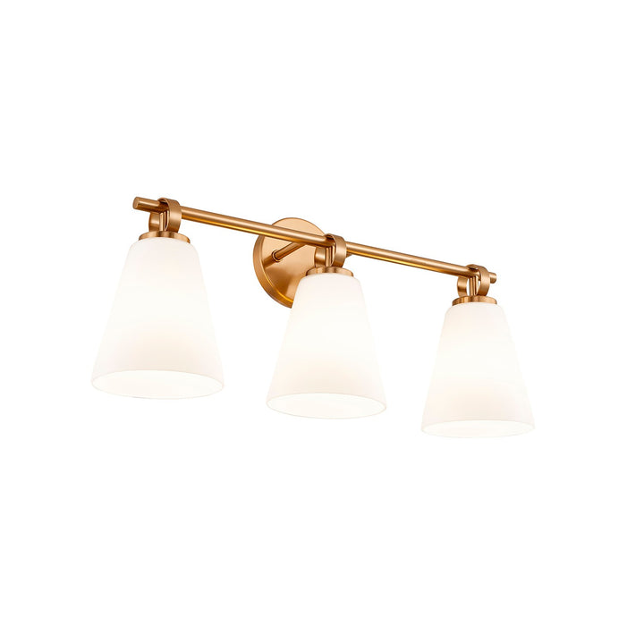 Justice Designs - FSN-8343-OPAL-BRSS - Three Light Bath Bar - Fusion - Brushed Brass