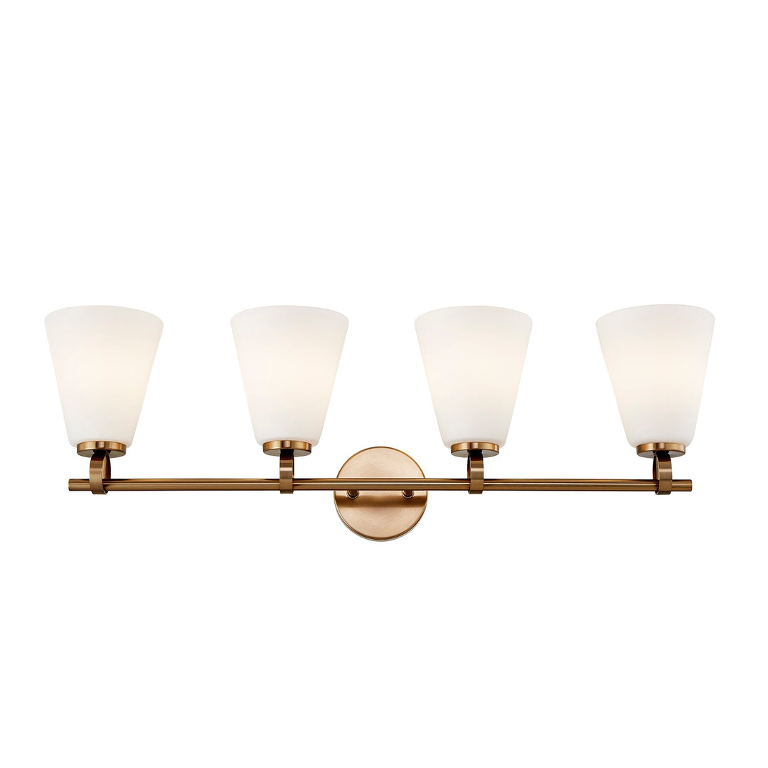 Justice Designs - FSN-8344-OPAL-BRSS - Four Light Bath Bar - Fusion - Brushed Brass
