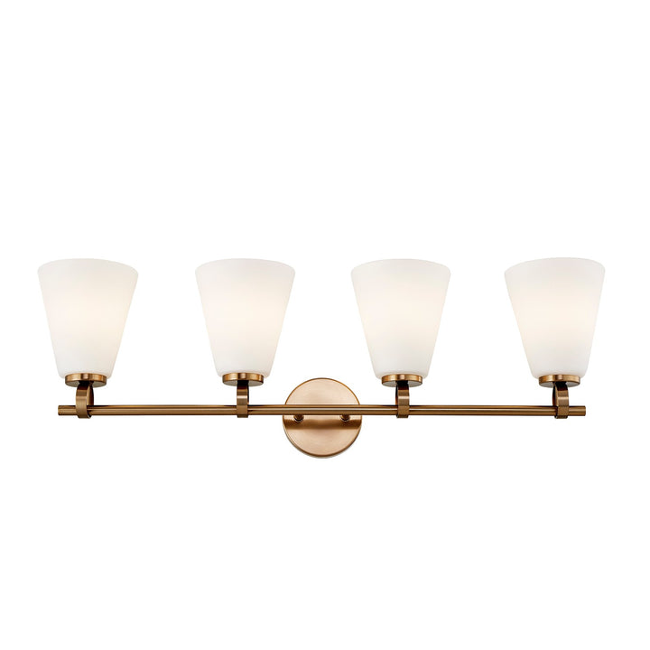 Justice Designs - FSN-8344-OPAL-BRSS - Four Light Bath Bar - Fusion - Brushed Brass