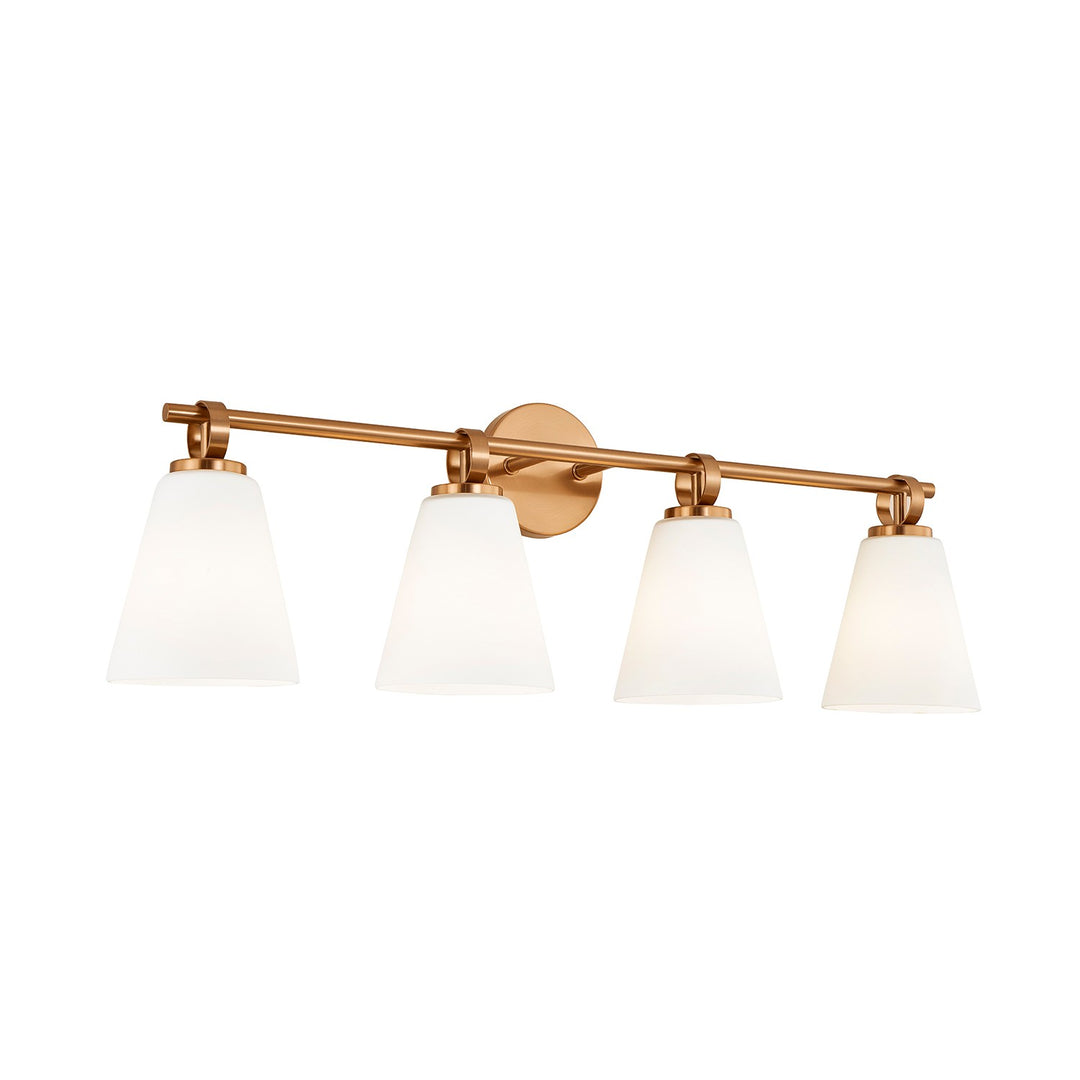Justice Designs - FSN-8344-OPAL-BRSS - Four Light Bath Bar - Fusion - Brushed Brass