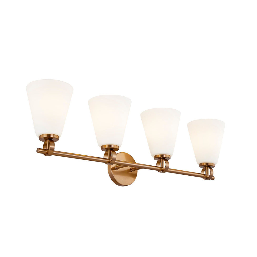 Justice Designs - FSN-8344-OPAL-BRSS - Four Light Bath Bar - Fusion - Brushed Brass