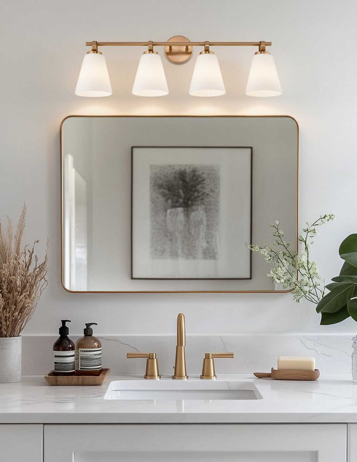 Fusion Four Light Bath Bar in Brushed Brass Justice Designs