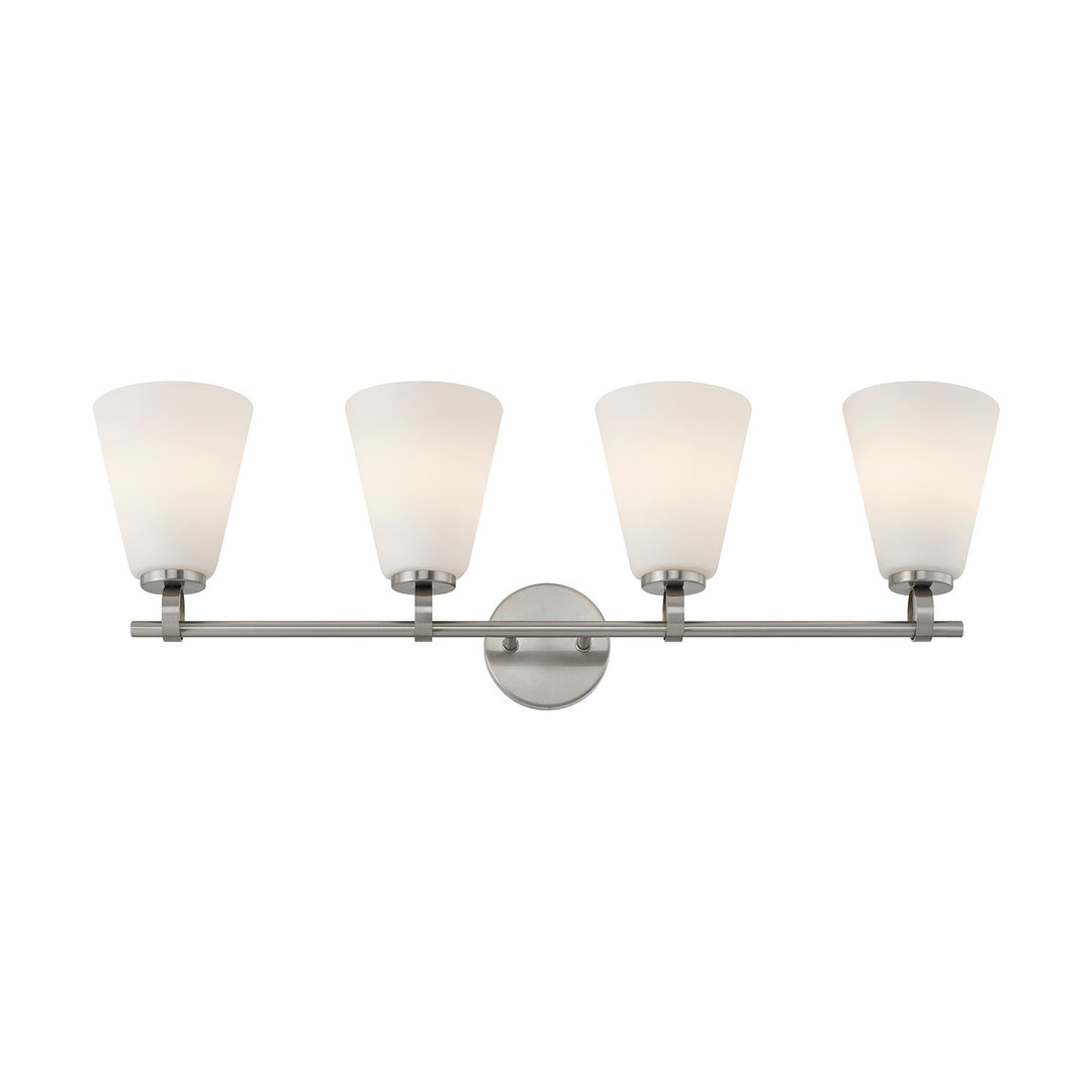 Justice Designs - FSN-8344-OPAL-NCKL - Four Light Bath Bar - Fusion - Brushed Nickel
