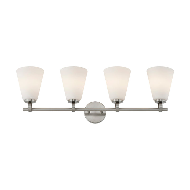 Justice Designs - FSN-8344-OPAL-NCKL - Four Light Bath Bar - Fusion - Brushed Nickel