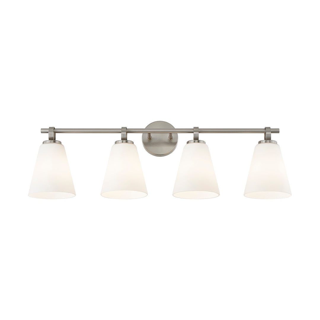 Justice Designs - FSN-8344-OPAL-NCKL - Four Light Bath Bar - Fusion - Brushed Nickel