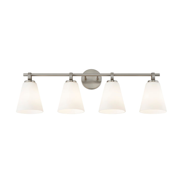 Justice Designs - FSN-8344-OPAL-NCKL - Four Light Bath Bar - Fusion - Brushed Nickel
