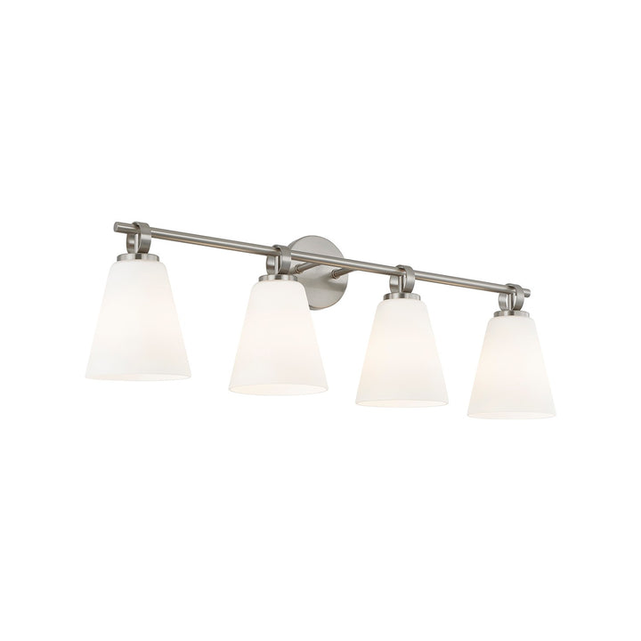 Justice Designs - FSN-8344-OPAL-NCKL - Four Light Bath Bar - Fusion - Brushed Nickel
