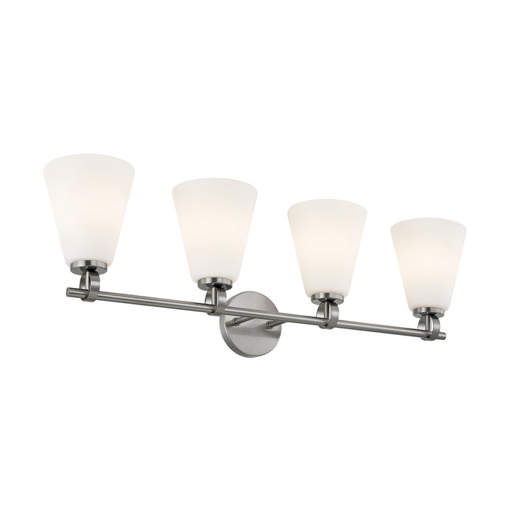 Justice Designs - FSN-8344-OPAL-NCKL - Four Light Bath Bar - Fusion - Brushed Nickel