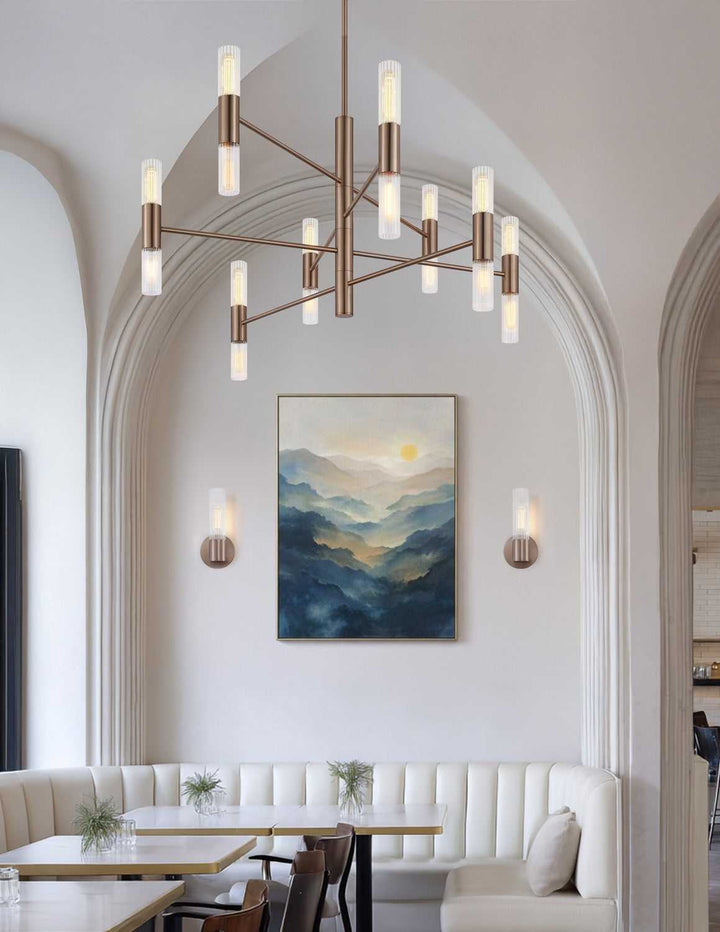 Fusion 16 Light Chandelier in Brushed Brass Justice Designs