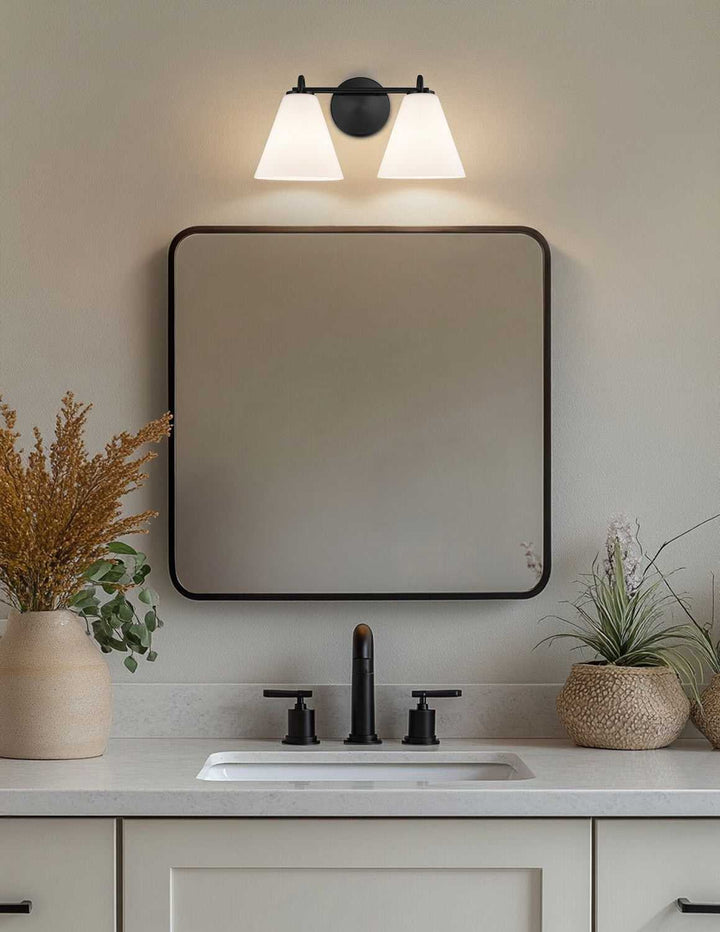 Fusion Two Light Bath Bar in Matte Black Justice Designs