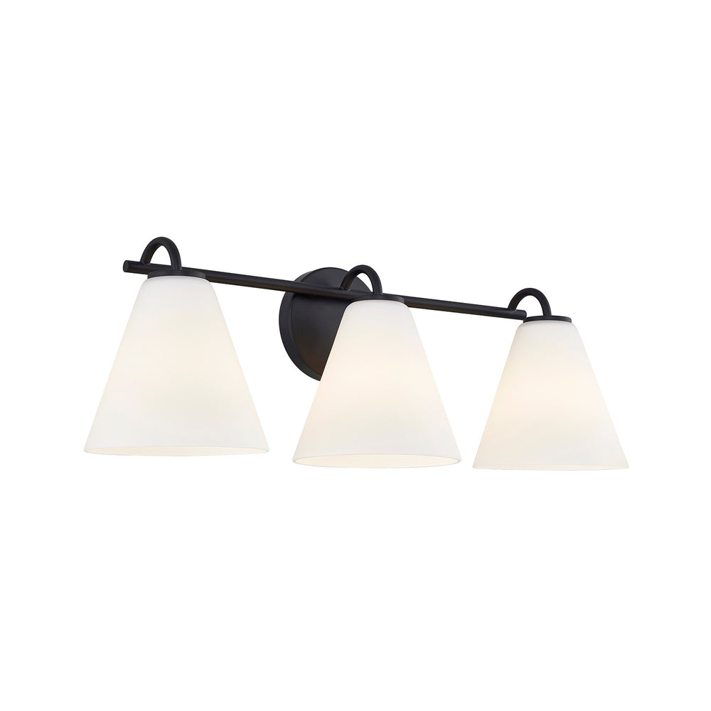 Justice Designs - FSN-8363-OPAL-MBLK - Three Light Bath Bar - Fusion - Matte Black