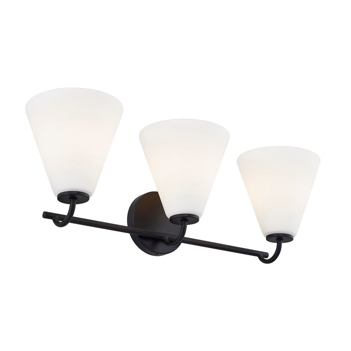 Justice Designs - FSN-8363-OPAL-MBLK - Three Light Bath Bar - Fusion - Matte Black