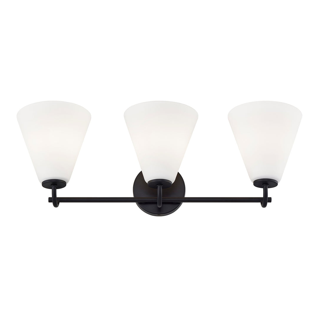 Justice Designs - FSN-8363-OPAL-MBLK - Three Light Bath Bar - Fusion - Matte Black