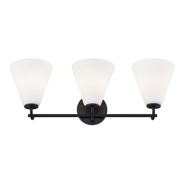 Justice Designs - FSN-8363-OPAL-MBLK - Three Light Bath Bar - Fusion - Matte Black