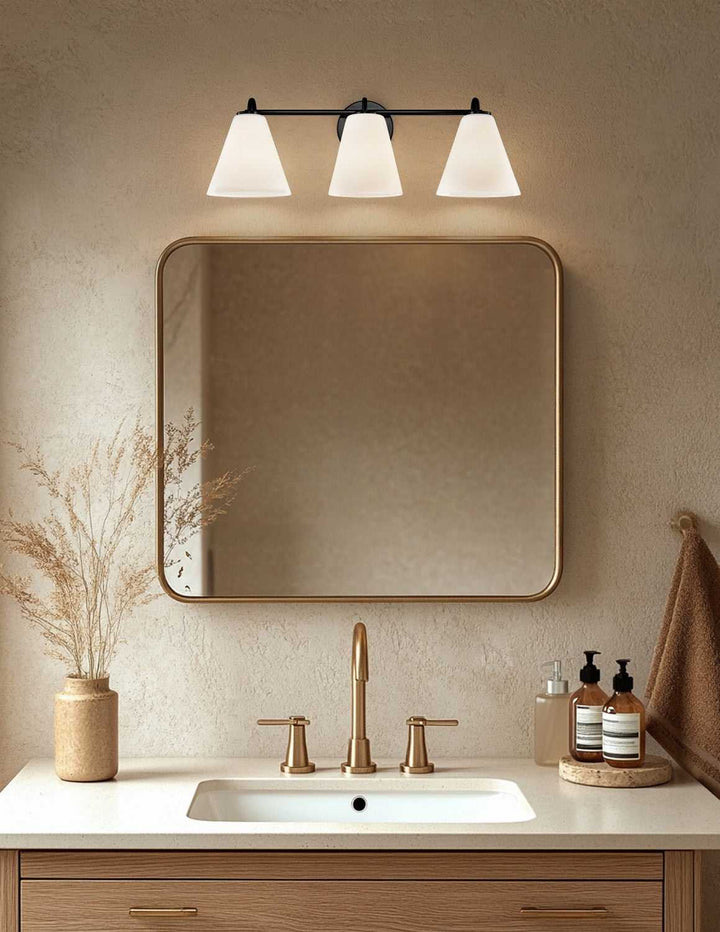 Fusion Three Light Bath Bar in Matte Black Justice Designs