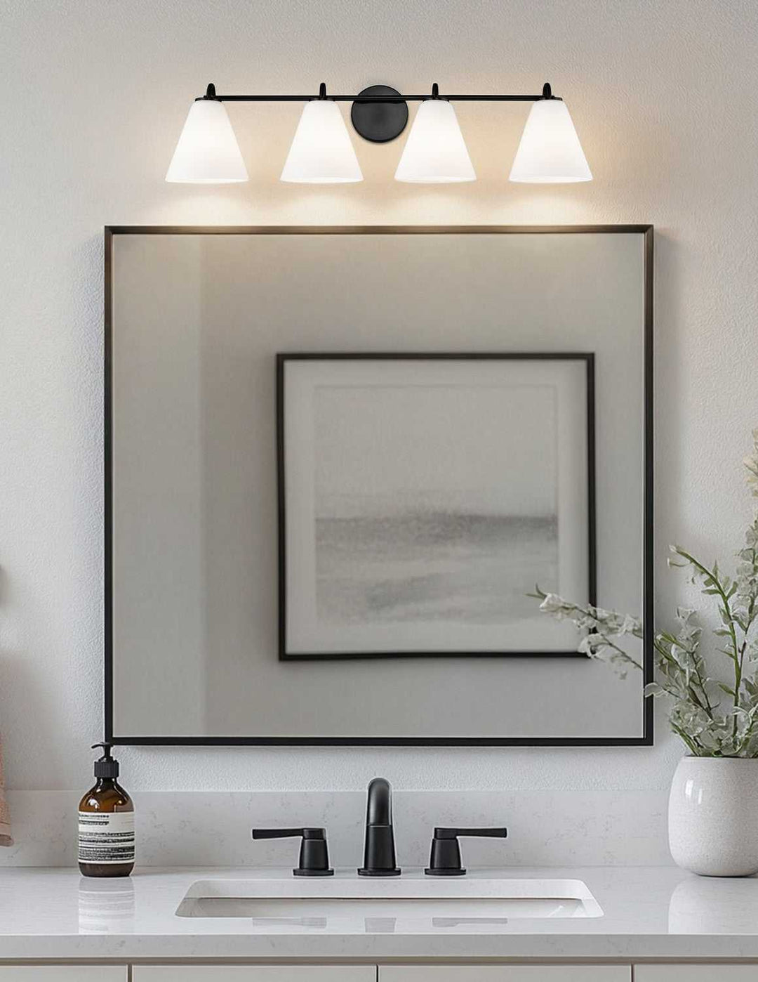 Fusion Four Light Bath Bar in Matte Black Justice Designs