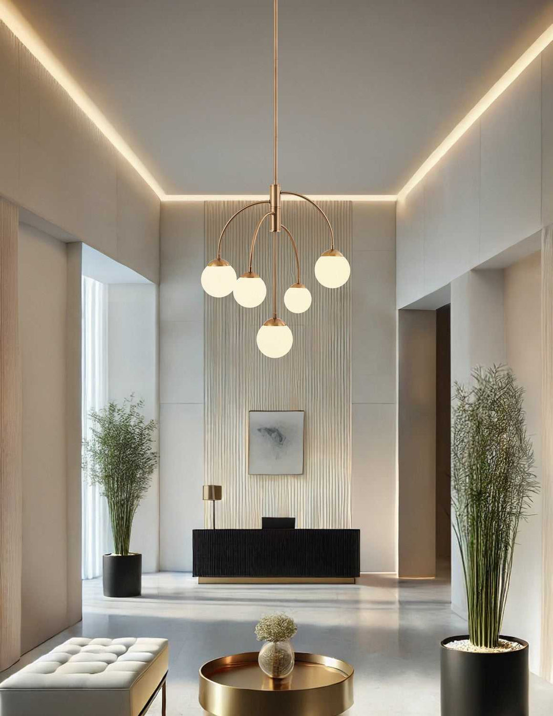 Fusion Five Light Chandelier in Brushed Brass Justice Designs