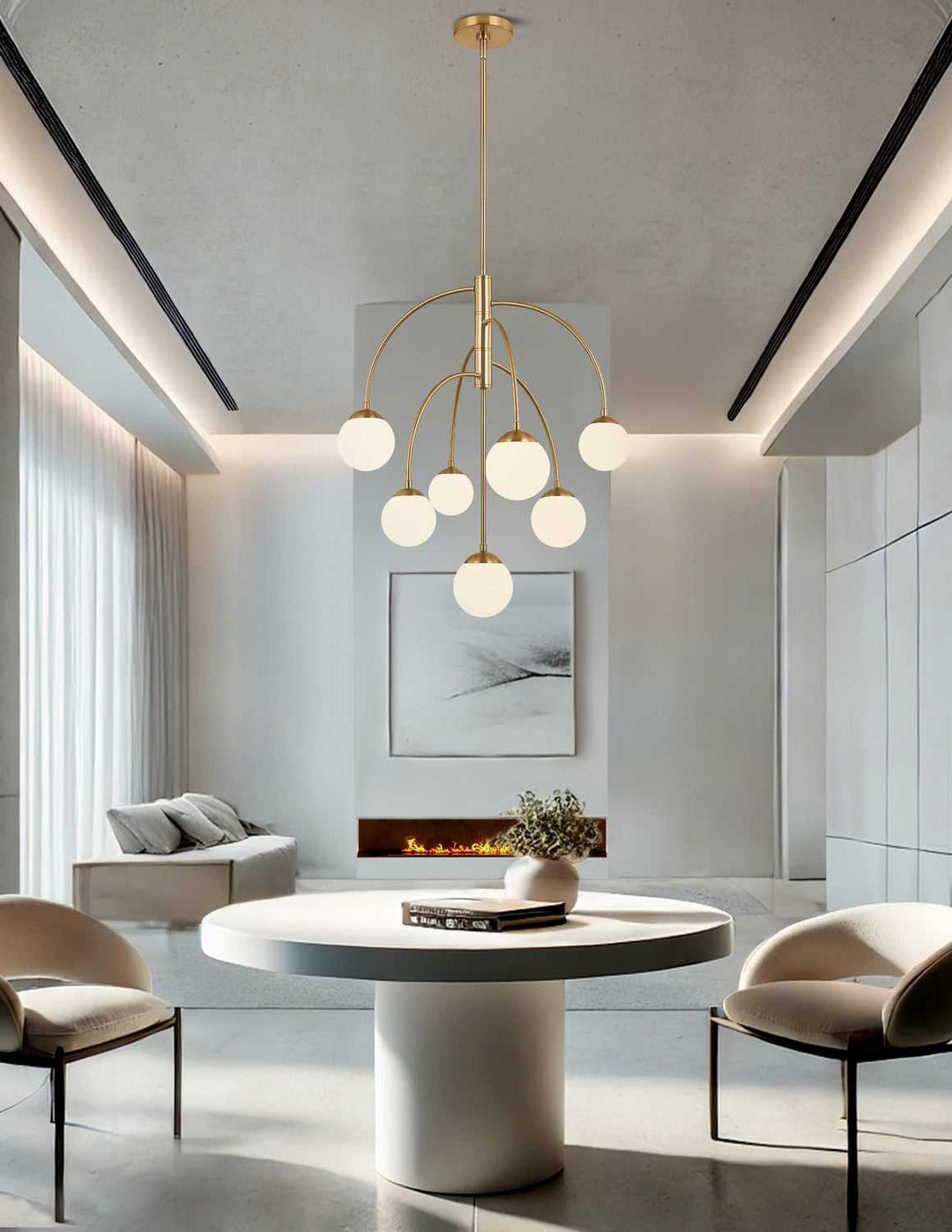 Fusion Seven Light Chandelier in Brushed Brass Justice Designs