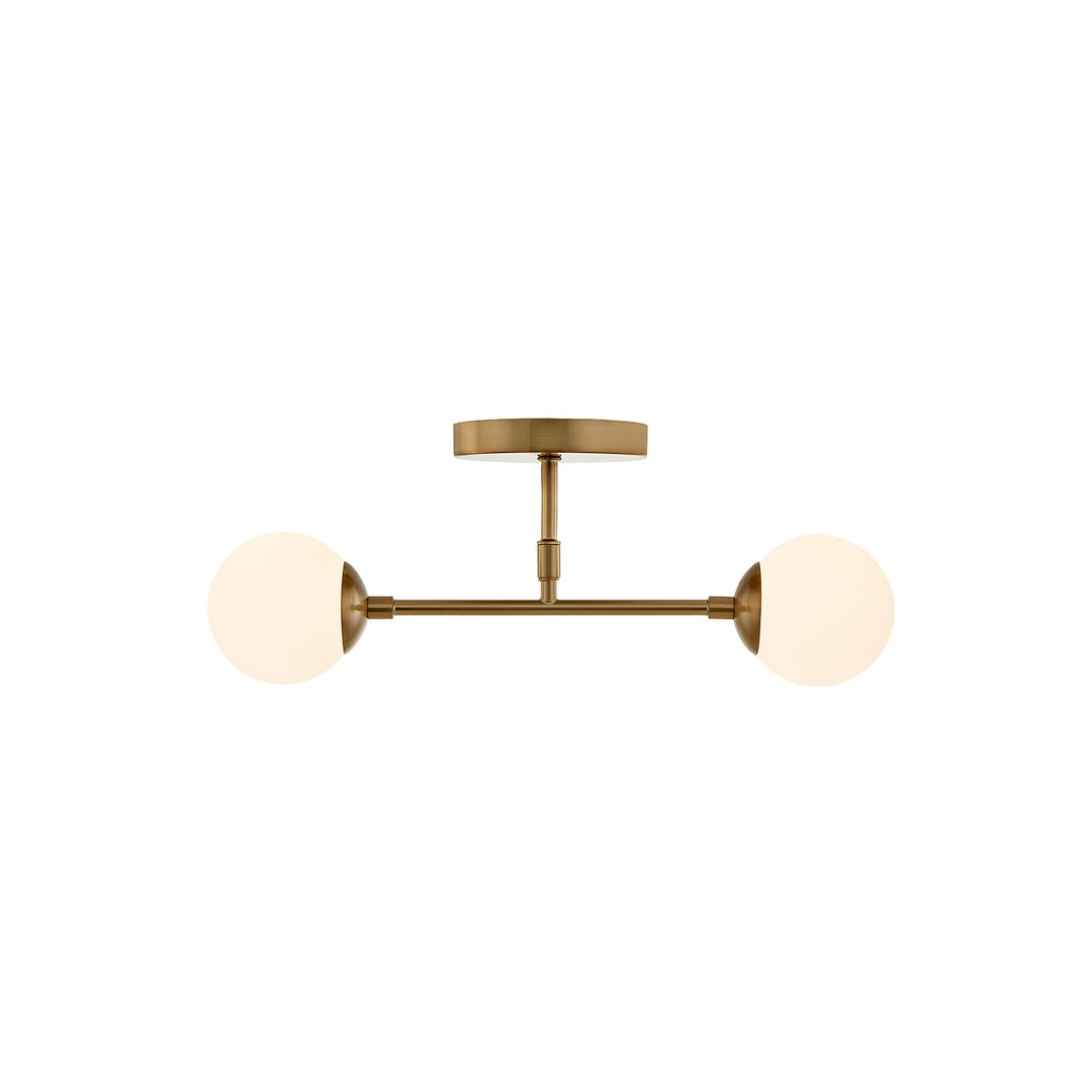 Justice Designs - FSN-9019-ETCH-BRSS - Two Light Semi-Flush Mount - Fusion - Brushed Brass