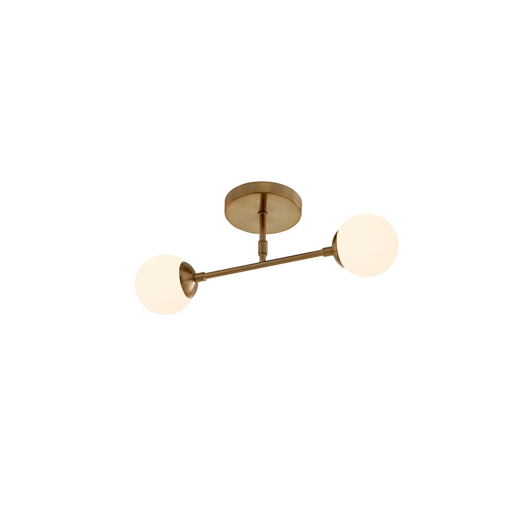 Justice Designs - FSN-9019-ETCH-BRSS - Two Light Semi-Flush Mount - Fusion - Brushed Brass