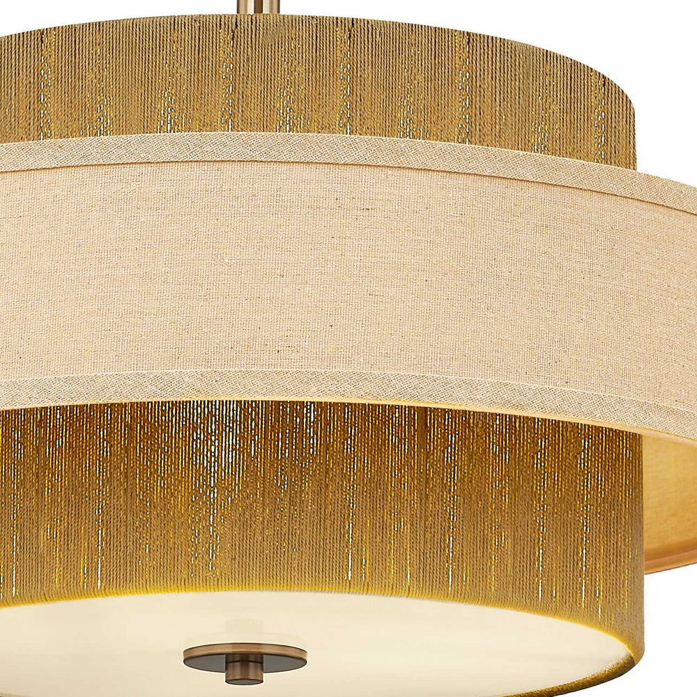 Textile Five Light Pendant in Brushed Brass Justice Designs