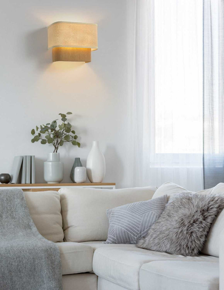 Textile Two Light Wall Sconce in Brushed Brass Justice Designs