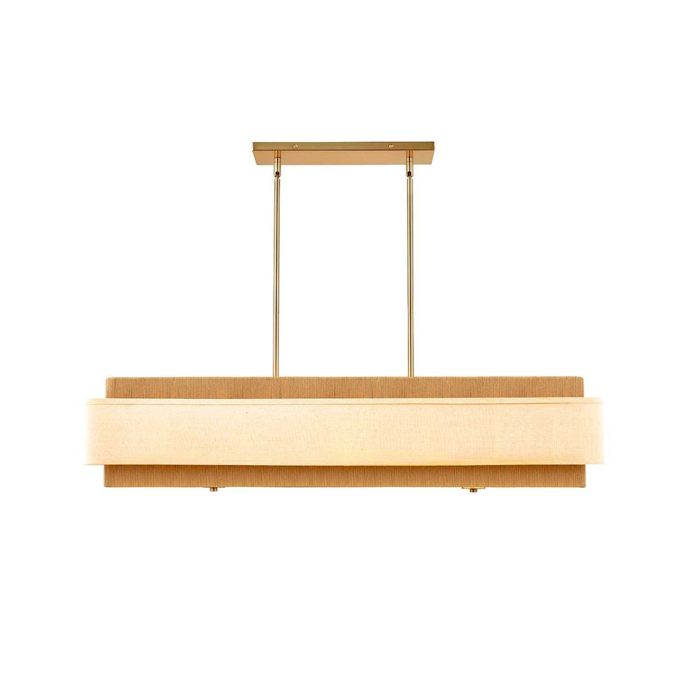 Textile Five Light Linear Pendant in Brushed Brass Justice Designs