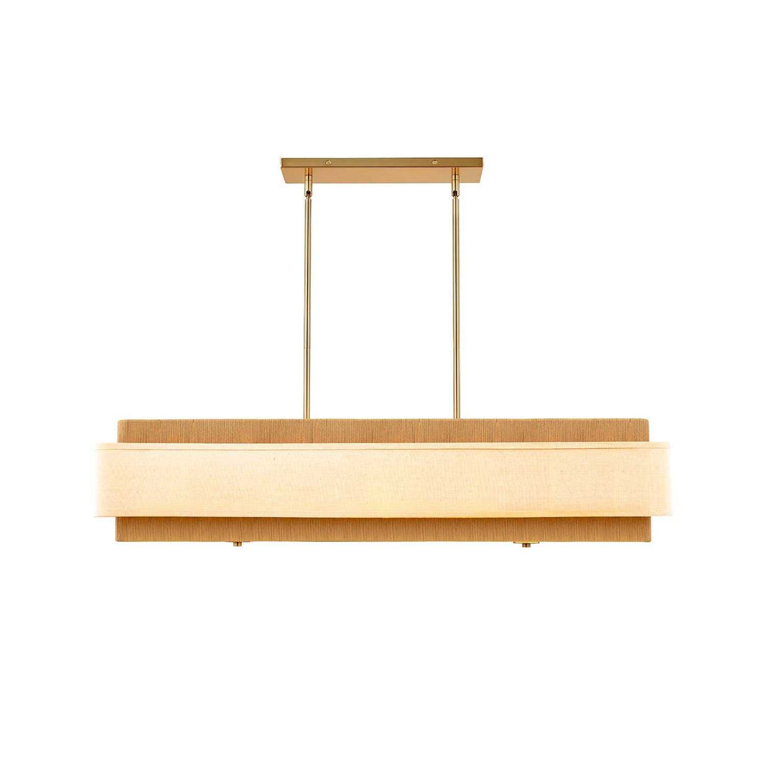 Textile Five Light Linear Pendant in Brushed Brass Justice Designs