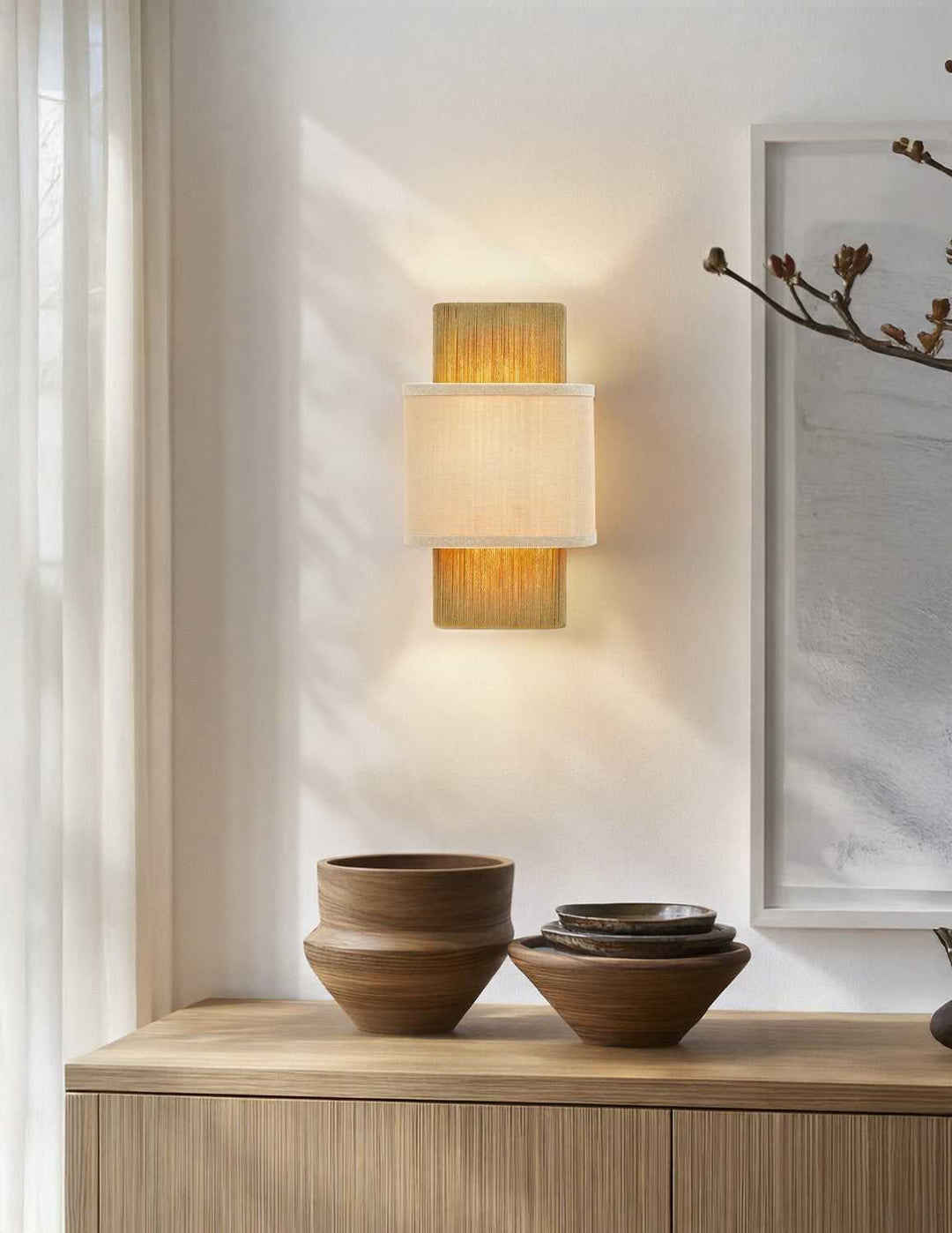 Textile Two Light Wall Sconce in Brushed Brass Justice Designs