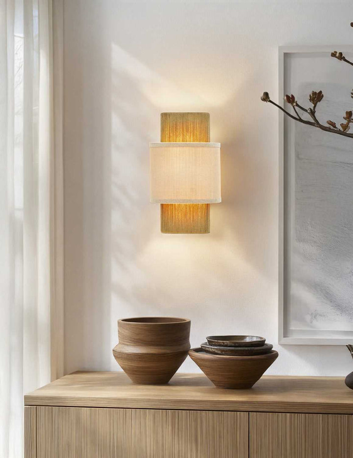 Textile Two Light Wall Sconce in Brushed Brass Justice Designs