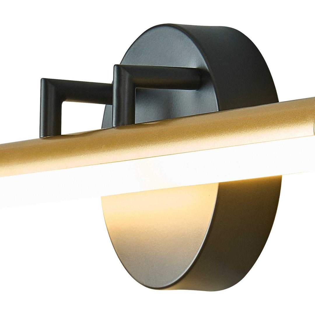 No Shade Material LED Linear Wall/Bath in Matte Black w/ Brass Accents Justice Designs