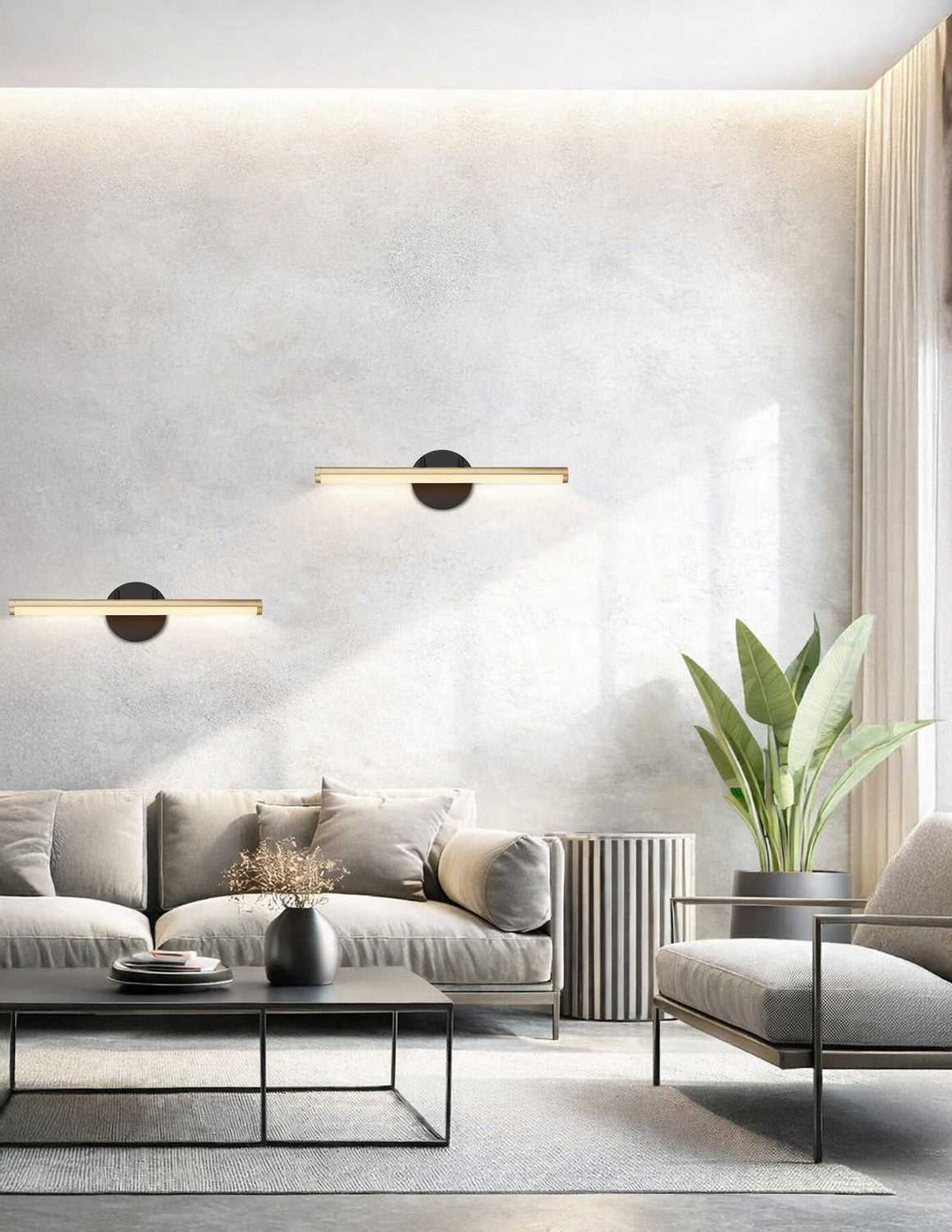 No Shade Material LED Linear Wall/Bath in Matte Black w/ Brass Accents Justice Designs