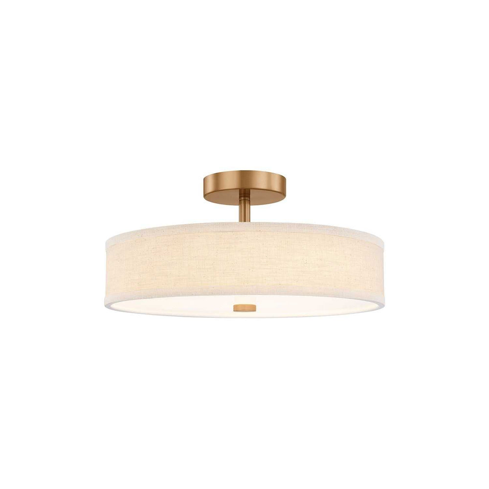 Textile LED Semi-Flush Mount in Brushed Brass Justice Designs