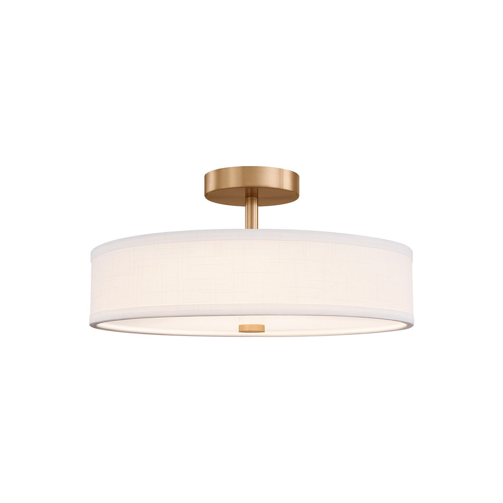 Justice Designs - FAB-9301-WHTE-BRSS - LED Semi-Flush Mount - Textile - Brushed Brass