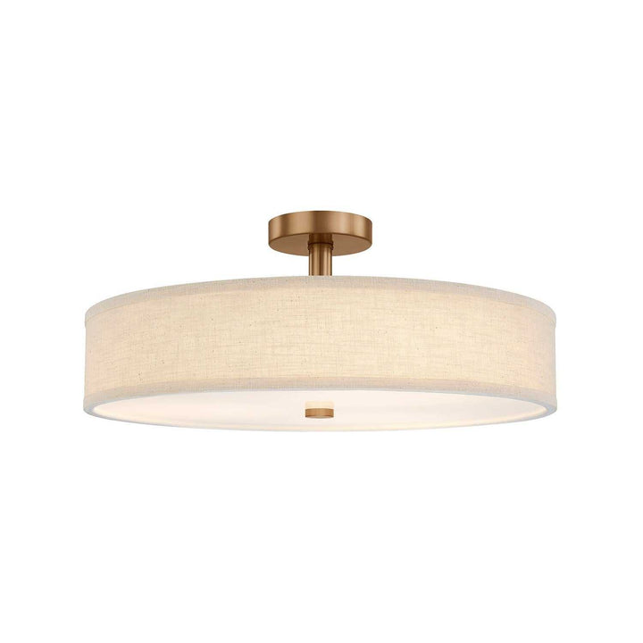 Textile LED Semi-Flush Mount in Brushed Brass Justice Designs