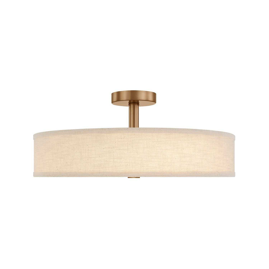 Textile LED Semi-Flush Mount in Brushed Brass Justice Designs