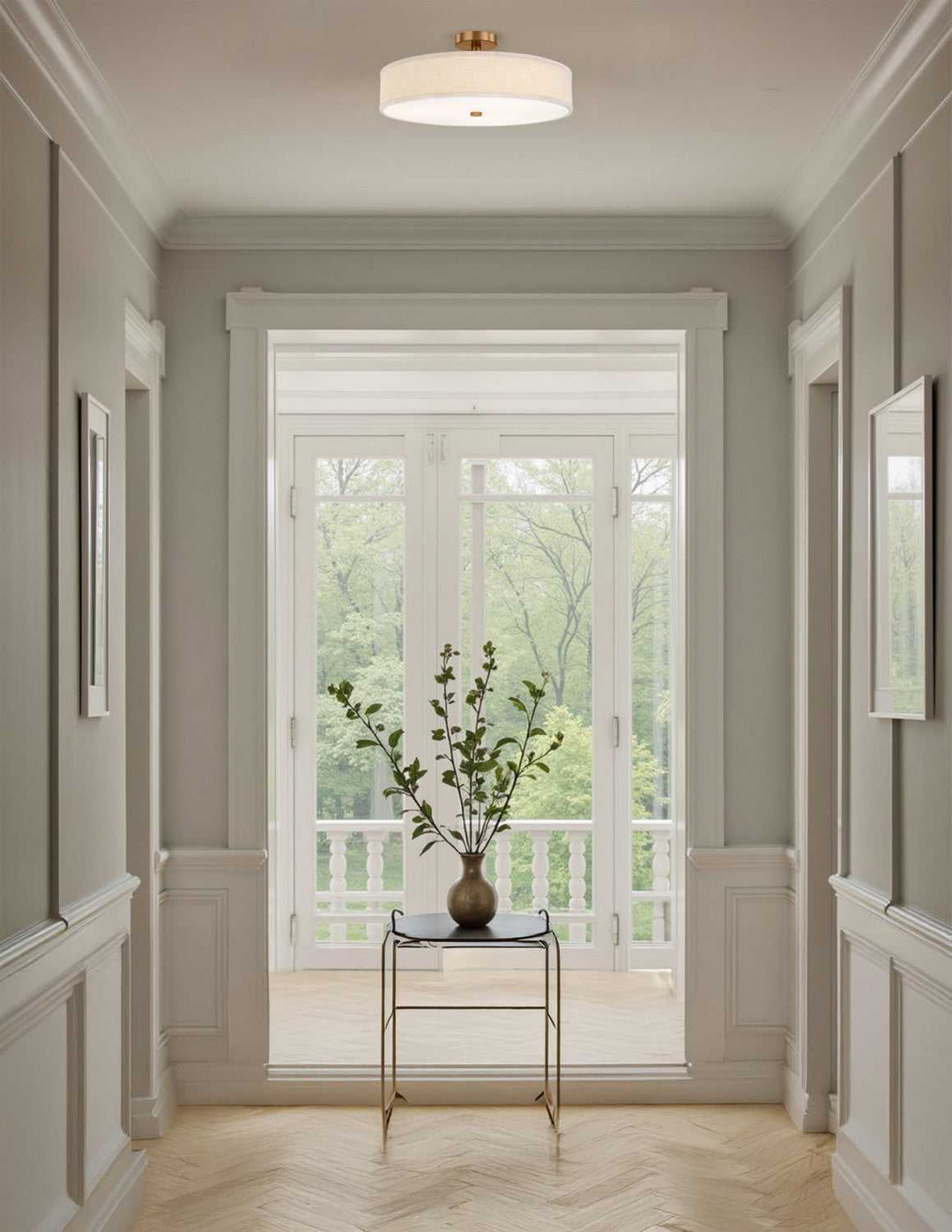 Textile LED Semi-Flush Mount in Brushed Brass Justice Designs
