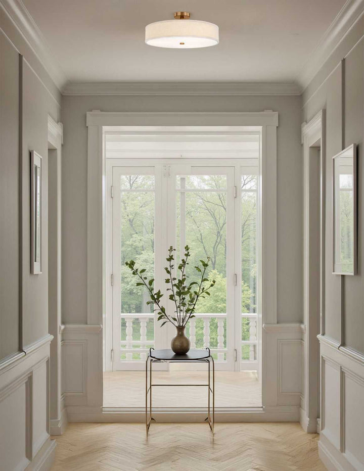 Textile LED Semi-Flush Mount in Brushed Brass Justice Designs